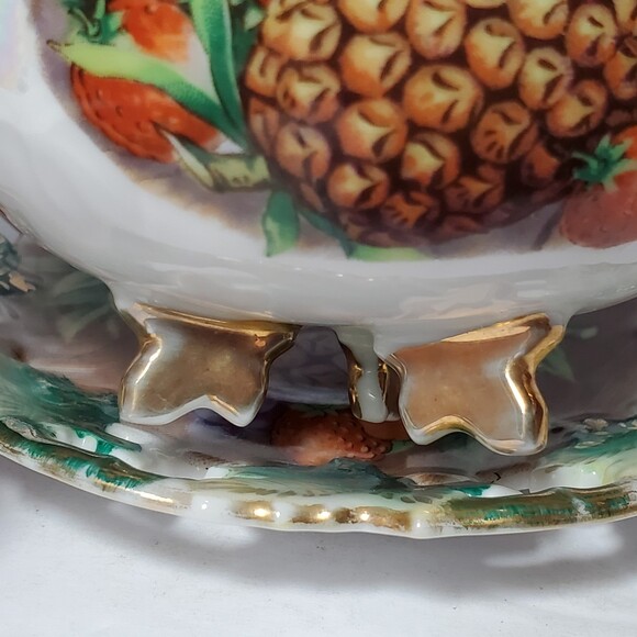 Royal Sealy Fruit Teacup and Saucer Pineapple Grapes Strawberries - Picture 4 of 10